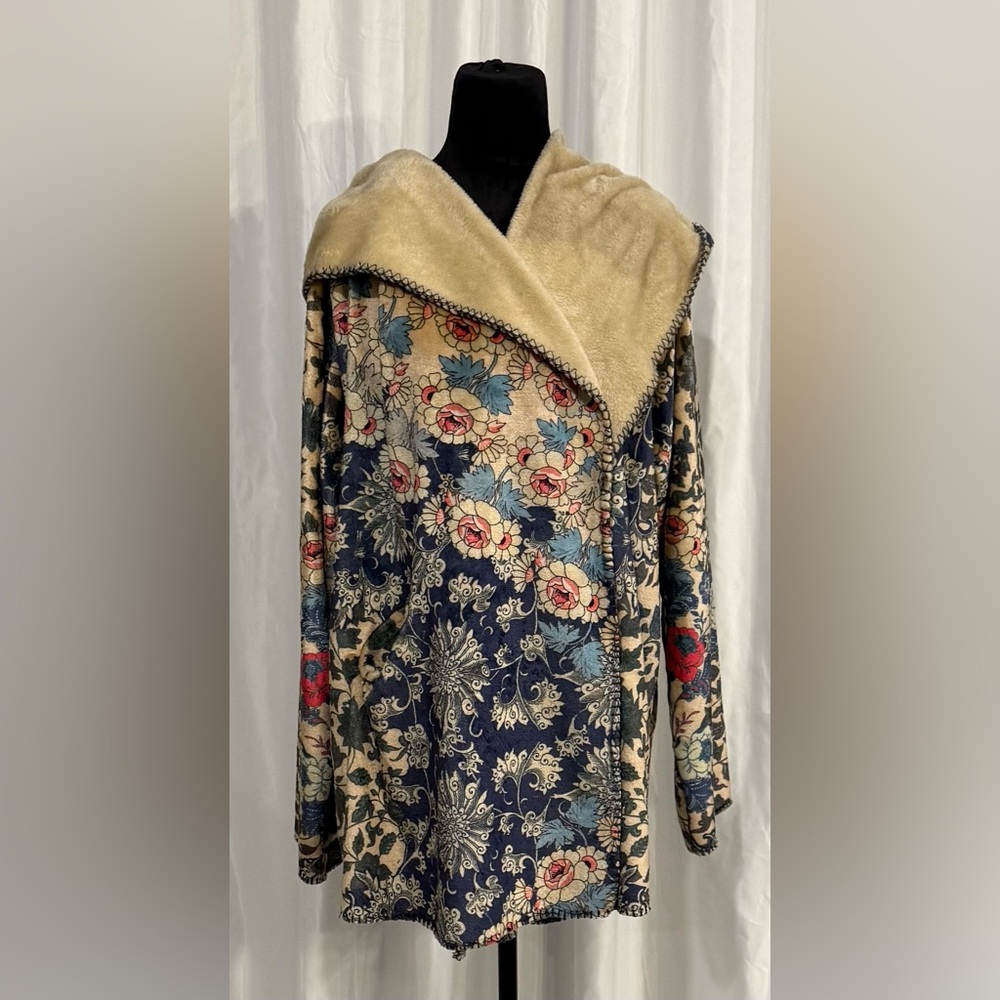 Johnny Was Floral Jacket Faux Fur